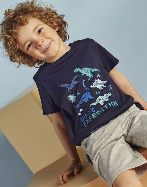 T-shirt bleu marine motif dinosaures enfant garçon CYDOAGE2 / 22E3PGT2TMC070