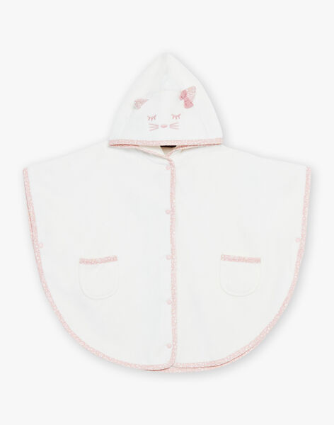 Cape de bain écru à fleurs avec capuche tête de chat et oreilles 3D FECERISE / 23E5BF21CDB001