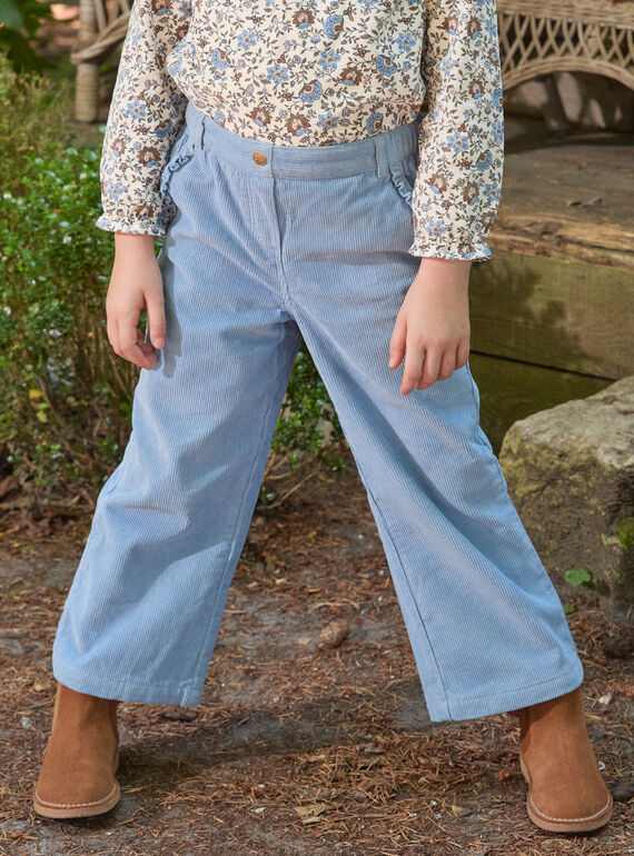 Pantalon bleu en velours côtelés LARABETTE / 24H2PFS1PAN205