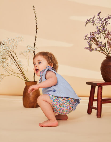 Blouse et bloomer ciel à imprimé fleuri et à rayures FASOLAL / 23E1BFS1ENS020