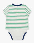 Body T-shirt à rayures vert pistache et écru FAMALO / 23E1BGN1BOD001