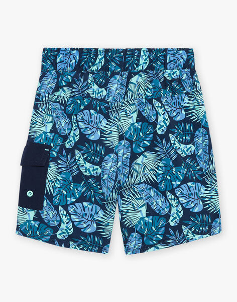 Bermuda de bain bleu marine à imprimé feuillage FRYNAGE / 23E4PGM1MAI070