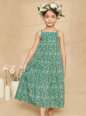 Robe longue à volants vert empire à imprimé fleuri KRUCHETTE 2 / 24E2PFK2RBSG627