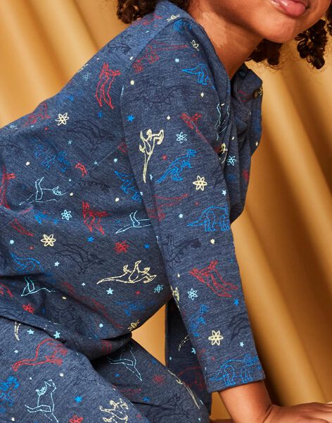 Pyjama jersey bleu marine chiné à imprimé dinosaures DECOSMAGE / 22H5PG25PYJ222