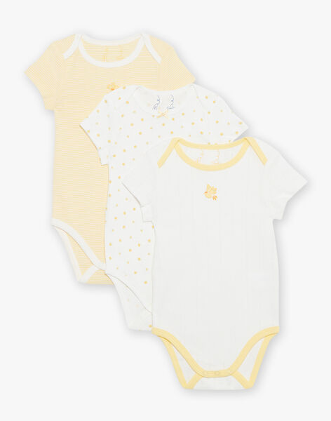 Lot de 3 bodys écrus fantaisie en coton biologique FEJODDY / 23E5BFH2BDL001