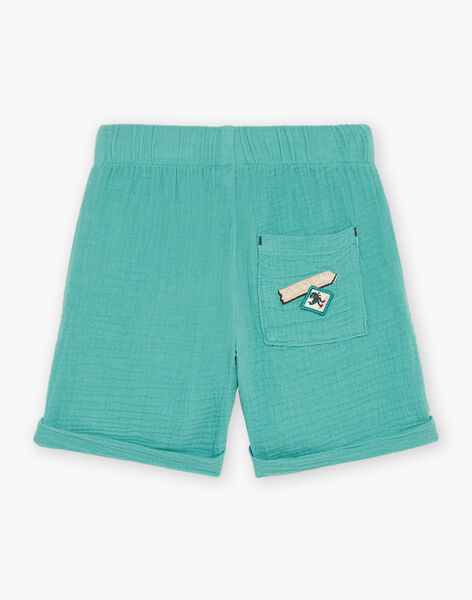 Short turquoise foncé en gaze de coton FLUMINAGE / 23E3PGQ3BERC217