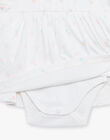 Robe et béguin de naissance blancs à imprimé fleurs FOLINA / 23E0CFT1ROB000