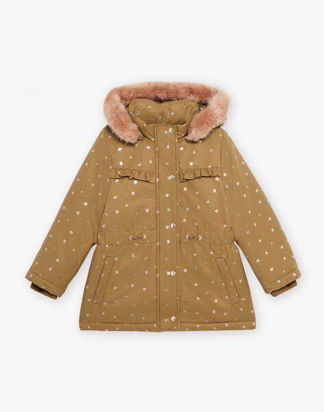 Manteau 3 en 1 kaki à fleurs dorés DRAKALETTE / 22H2PFM1PAR604