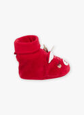 Chaussons rouges en velours à animation 3D rennes de Noël 