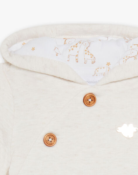 Veste de naissance à capuche en tubique écrue FOLMER / 23E0CM61VESA011