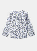 Blouse blanche imprimé fleuri à col claudine Fille NUBOULETTE / 25H2PFQ1CHE009