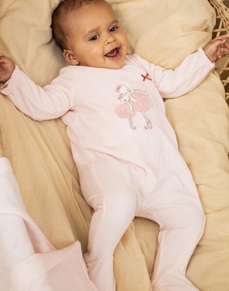 Grenouillère en velours et bonnet assorti rose bébé fille DONA_B / 22H0NF12GRE307