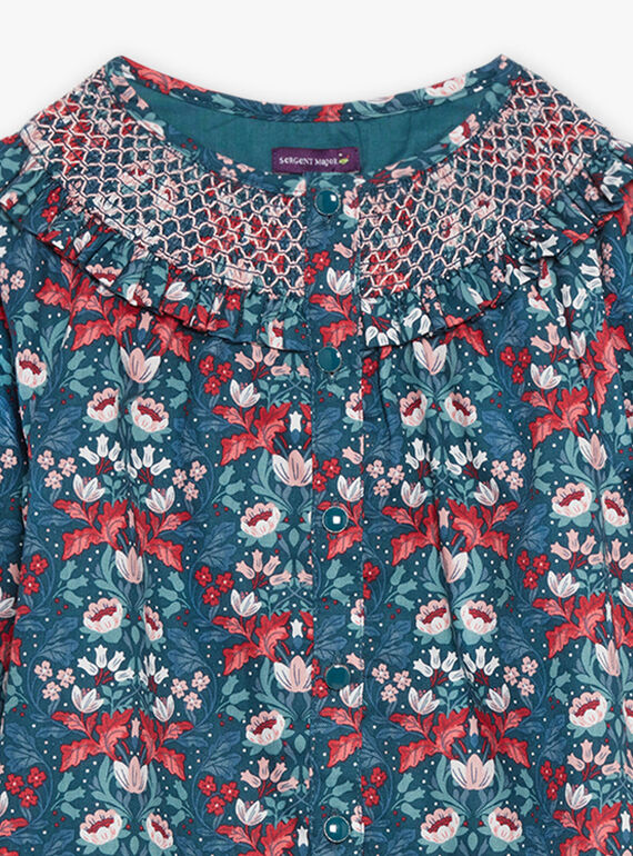 Blouse vert pin fleurie DUIBLETTE / 22H2PFZ1CHEG633