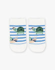 Chaussettes écrues à rayures bleues et jacquard escargots FAMARCEL / 23E4BGN1SOQ001