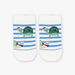 Chaussettes écrues à rayures bleues et jacquard escargots