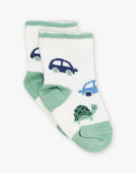 Chaussettes écrues avec jacquard tortue et voitures FAMICHOU / 23E4BGN2SOQ001