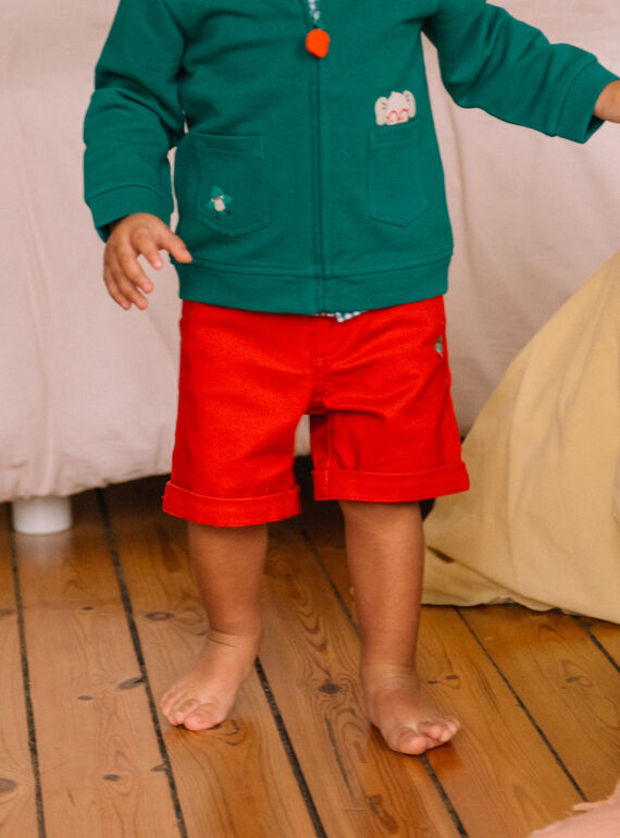 Bermuda en twill rouge brique bébé garçon CATITI / 22E1BGM1BER506