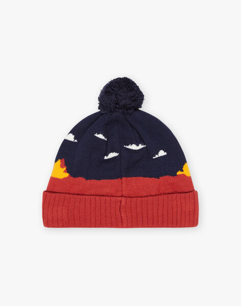 Bonnet bleu marine à pompon thème paysage FRAVOTAGE / 23E4PG51BON506