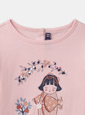 T-shirt rose imprimé avec volants aux épaules et manches longues Fille NOROZETTE / 25H2PFP2TML301