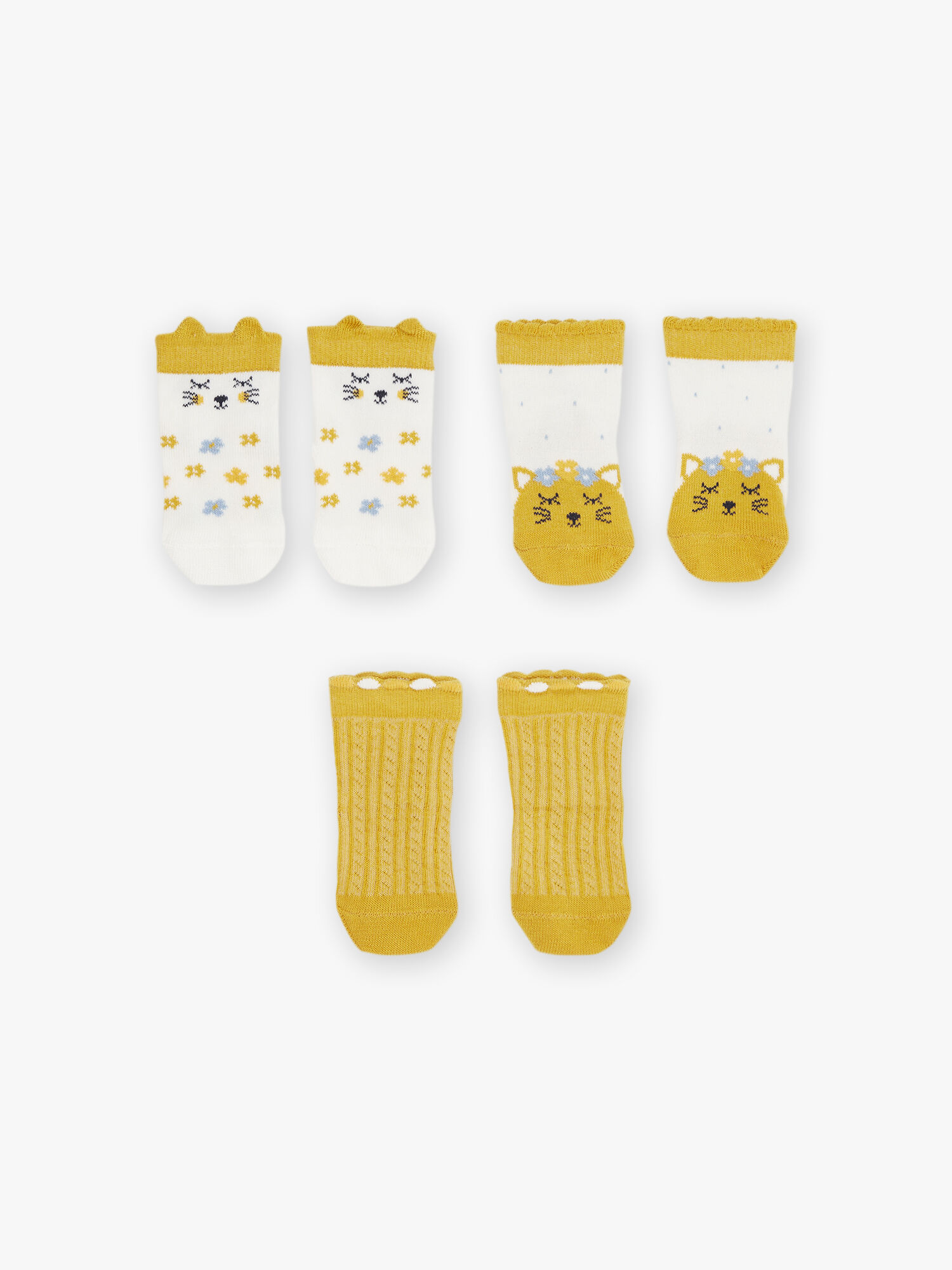 3 chaussettes crues et moutarde Fille Sergent Major