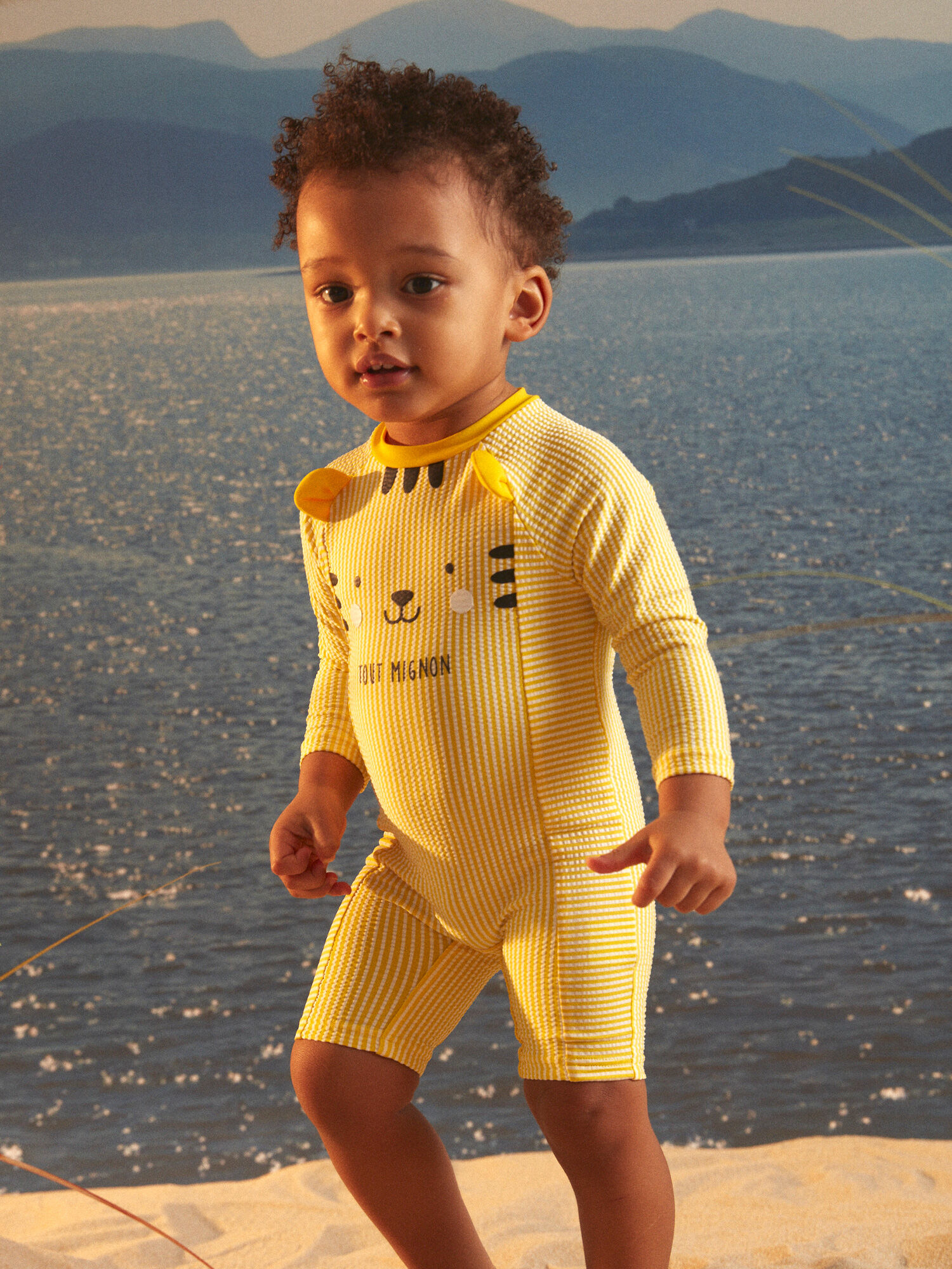 Combinaison de bain ambre jaune a rayures Garcon Sergent Major