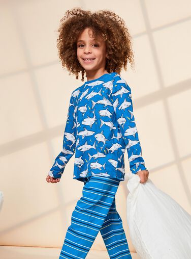 combinaison pyjama garcon avec motif nounours bleu garcon