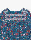 Robe bleu canard à imprimé fleuri DAMAURINE / 22H1BFU1ROB714
