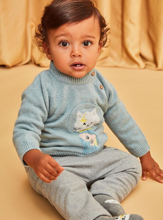 Pull en tricot turquoise moyen DAUGO / 22H1BGZ2PUL219