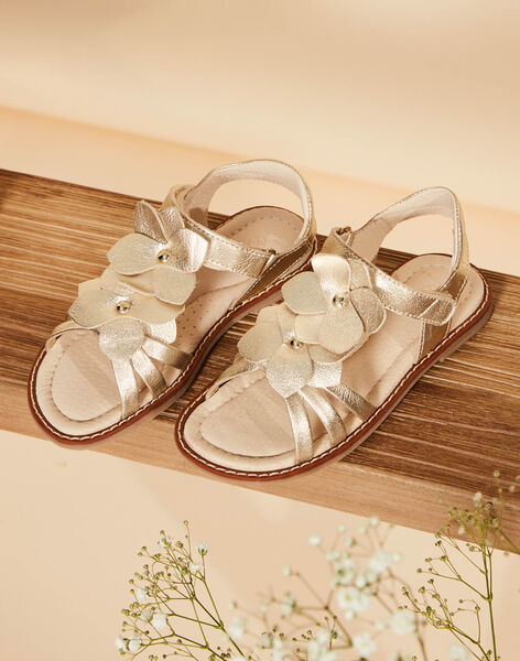 Sandales dorées à fleurs en relief FASANDETTE / 23N10PF21D0E954
