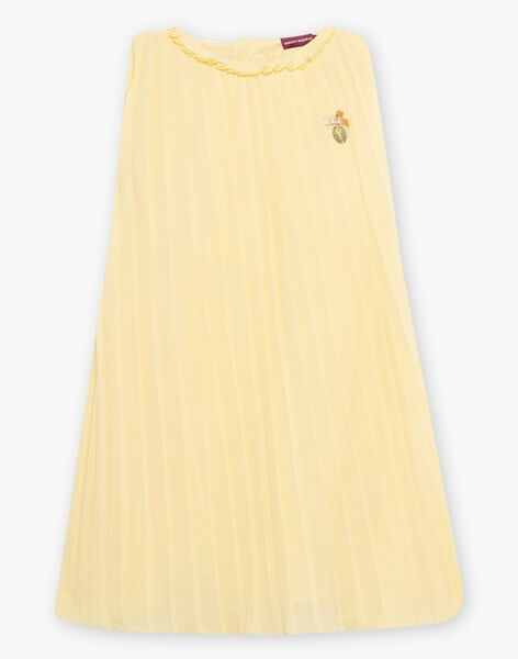 Robe en mousseline plissée jaune soleil bébé fille CYCLARETTE / 22E2PF31ROB102