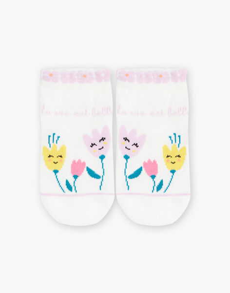 Chaussettes basses écrues à motif fleurs FLEWETTE / 23E4PFS1SOB001