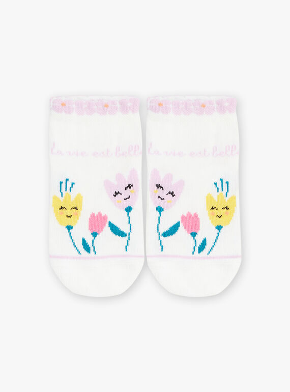 Chaussettes basses écrues à motif fleurs FLEWETTE / 23E4PFS1SOB001