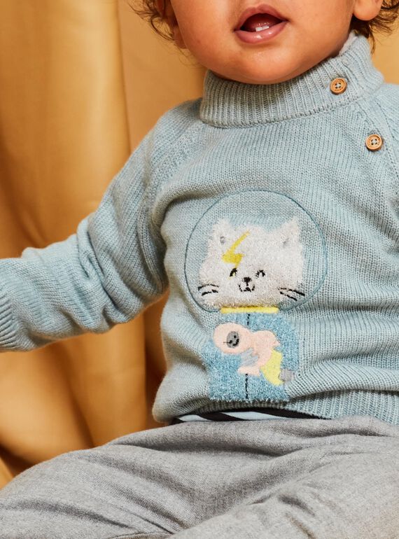 Pull en tricot turquoise moyen DAUGO / 22H1BGZ2PUL219