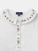 Blouse blanche à col brodés de fleurs et manches longues Fille NICLETTE / 25H2PFL1CHE001