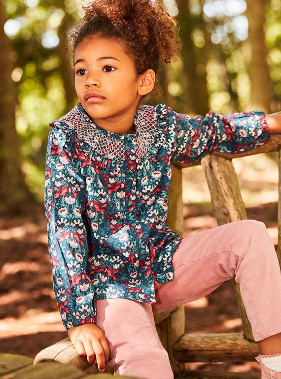 Blouse vert pin fleurie DUIBLETTE / 22H2PFZ1CHEG633