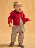 Cardigan rouge avec patch pommes et col volant Bébé Fille NAGISELLE / 25H1BFM2CAR050