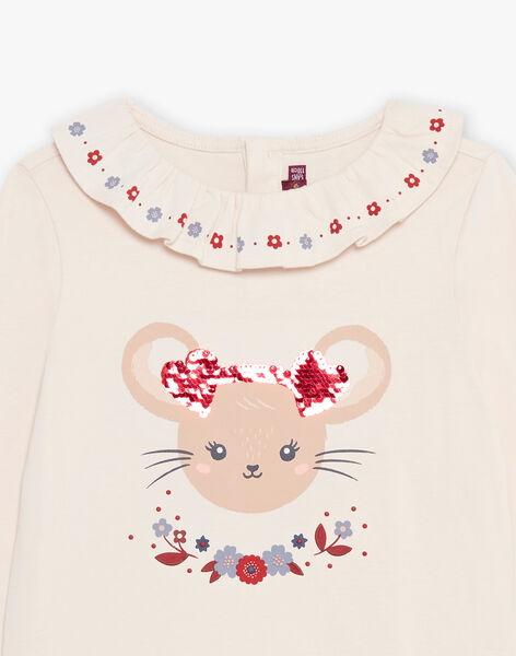 T-shirt beige à manches longues et à motif tête de souris DRITIMETTE / 22H2PFX2TML808
