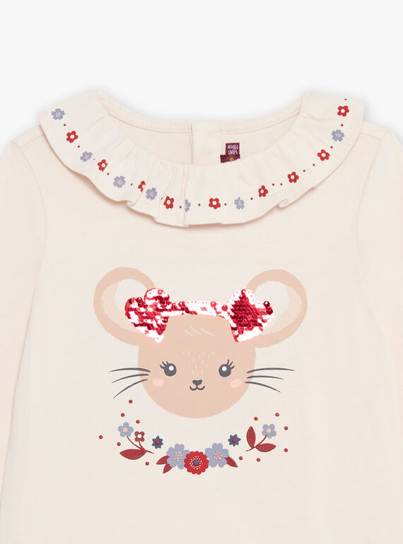 T-shirt beige à manches longues et à motif tête de souris DRITIMETTE / 22H2PFX2TML808