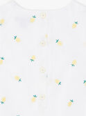 Barboteuse blanche broderies citron bébé fille ZANELLY / 21E1BFO1BAR000