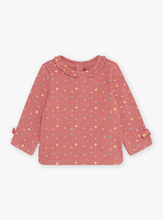 Blouse à manches longues à imprimé fleuri vieux rose DAKELLY / 22H1BFR1TEED332