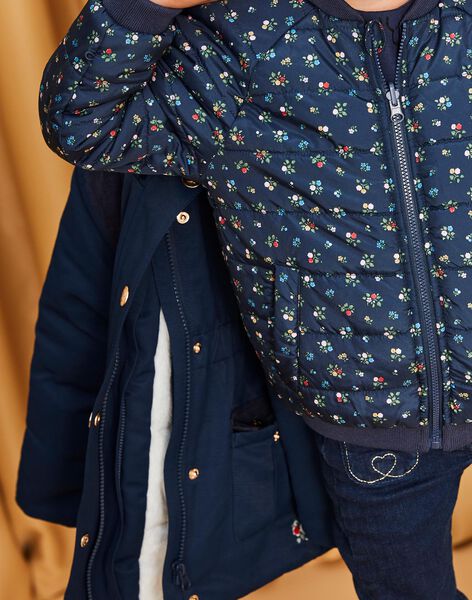 Parka 3 en 1 à capuche bleu nuit DRAVLETTE / 22H2PFG1PAR070