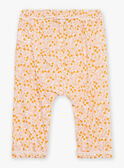 Pantalon écru et orange en popeline à imprimé feuilles et fruits FAULINE / 23E1BFP1PAN001