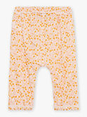 Pantalon écru et orange en popeline à imprimé feuilles et fruits FAULINE / 23E1BFP1PAN001