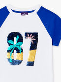 T-shirt blanc et bleu à manches courtes LADUAGE / 24H3PGI4TMC000
