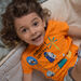 Pyjama orange et bleu à motifs monstres enfant garçon