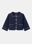 Cardigan bleu foncé à col claudine Bébé Fille NAJUNE / 25H1BFQ1CAR070