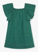 Robe vert sapin à broderies fleuries FUBRODETTE / 23E2PFN1ROBG605