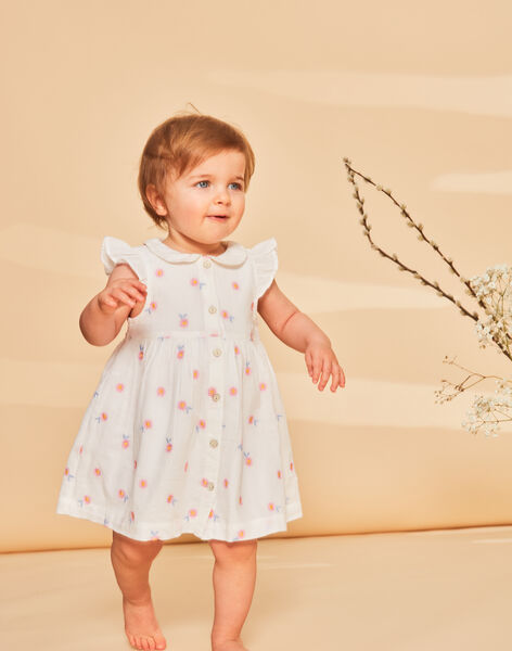 Robe et culotte blanches à imprimé fleuri FASISI / 23E1BFS1ROB001