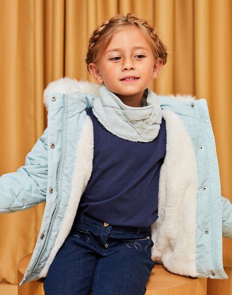 Manteau bleu acier à capuche DRADOUETTE / 22H2PFM2D3EC233