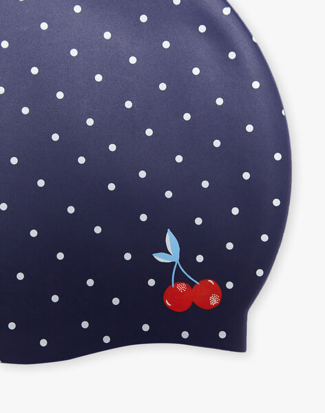 Bonnet de piscine bleu marine à pois blancs FRYBONETTE / 23E4PFL1D4Y070